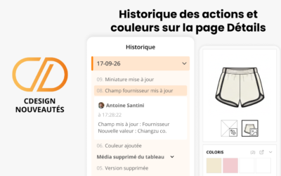 Historique des actions et couleurs sur la page Détails